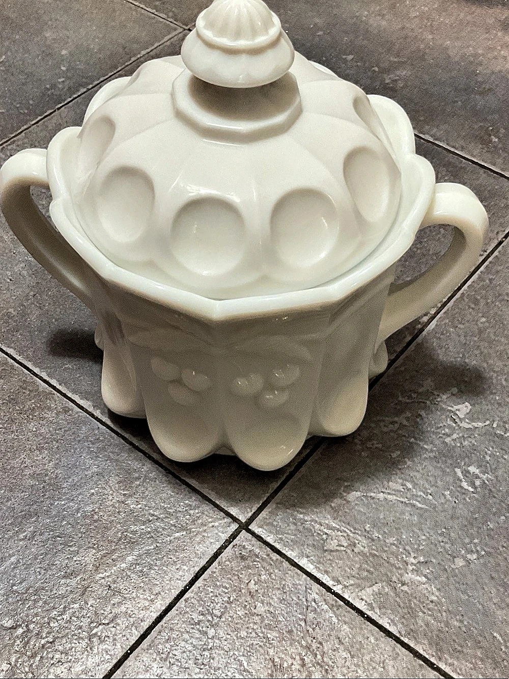 Westmoreland Paneled cherry Covered biscuit jar.